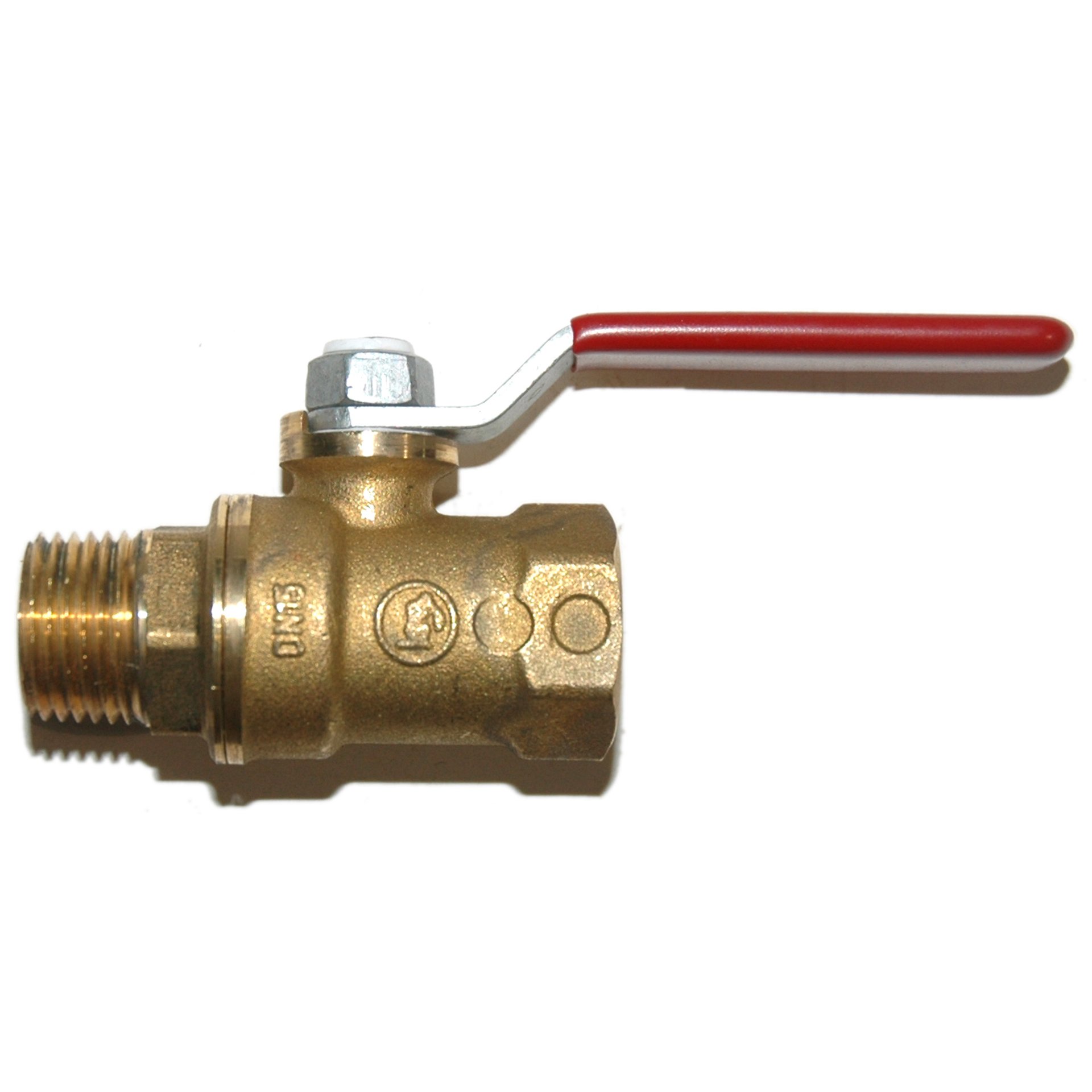 Ball Valve, 1/2" Male x 1/2" Female NPT Low Profile Stem, Brass - Image 1
