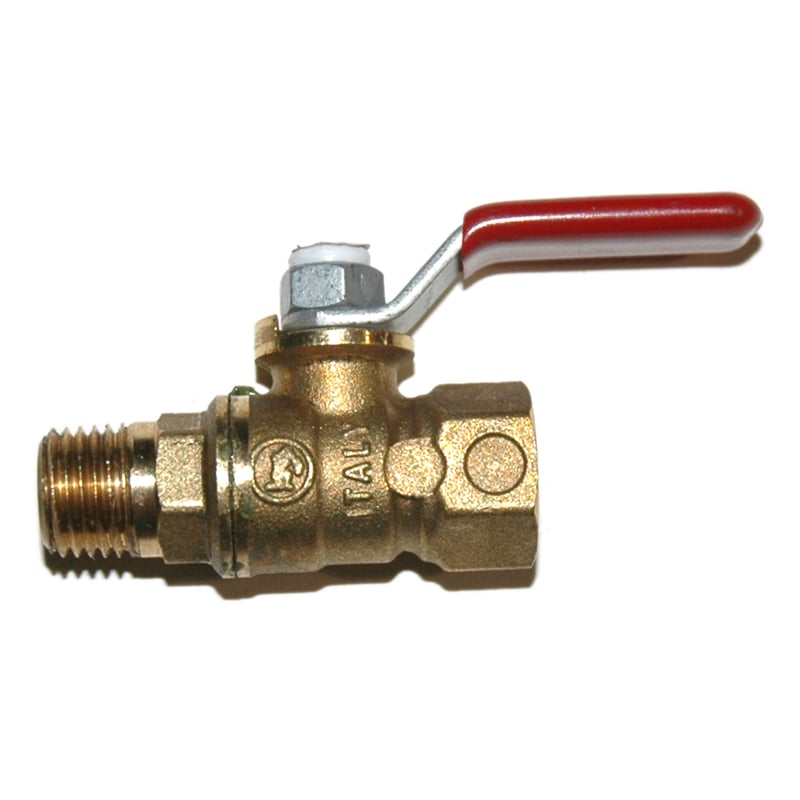 Ball Valve, 1/4" Male x 1/4" Female NPT Low Profile Stem, Brass