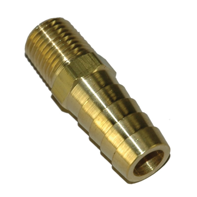 Hose Barb, 1/2" Inside Diameter Hose, 1/4" Male NPT, Straight, Brass