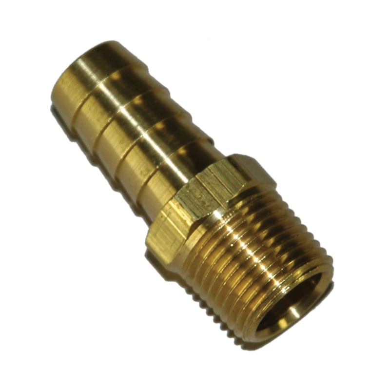 Hose Barb, 1/2" Inside Diameter Hose, 3/8" Male NPT, Straight, Brass