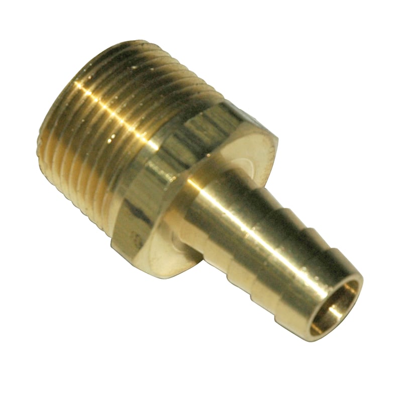 Hose Barb, 1/2″ Inside Diameter Hose, 3/4″ Male NPT, Straight, Brass.
