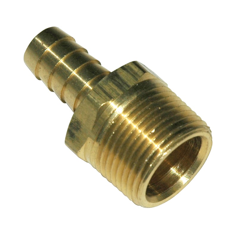 Hose Barb, 1/2" Inside Diameter Hose, 3/4" Male NPT, Straight, Brass.