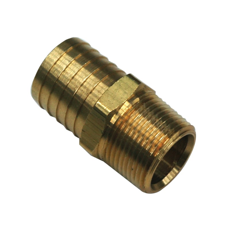 Hose Barb, 1-1/4″ Inside Diameter Hose, 1″ Male NPT, Straight, Brass.