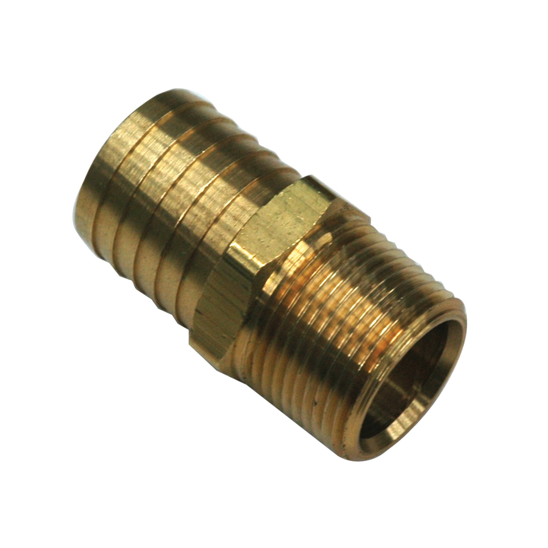 Hose Barb, 1-1/4" Inside Diameter Hose, 1" Male NPT, Straight, Brass. - Image 1