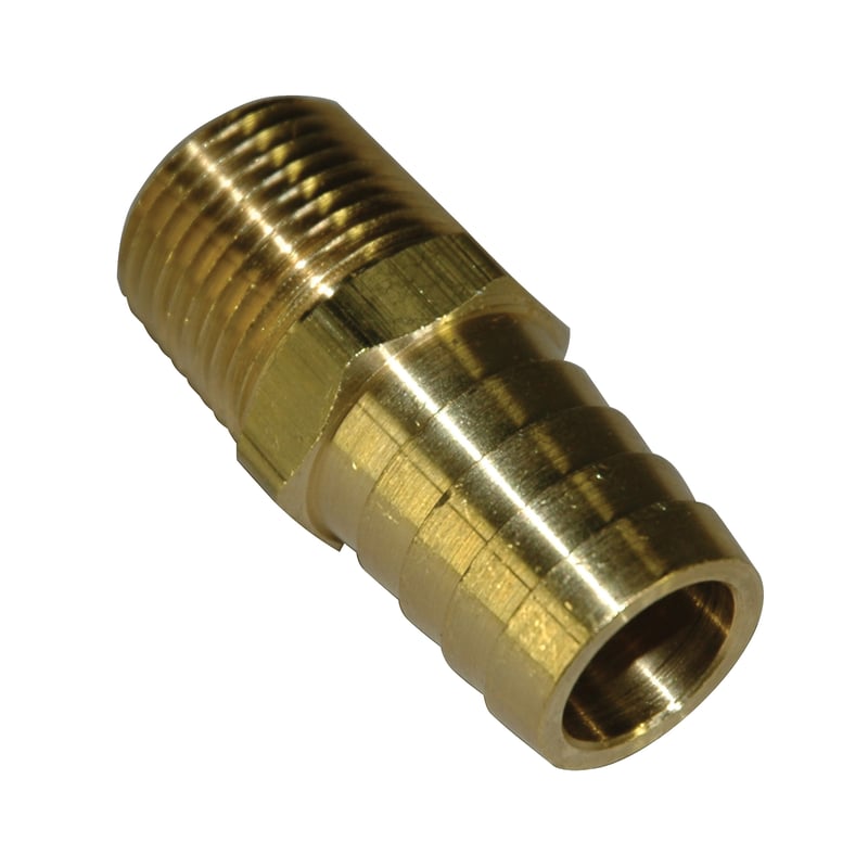 Hose Barb, 3/4" Inside Diameter Hose, 1/2" Male NPT, Straight, Brass