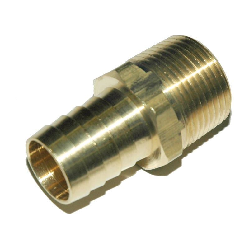 Hose Barb, 3/4″ Inside Diameter Hose, 3/4″ Male NPT, Straight, Brass.