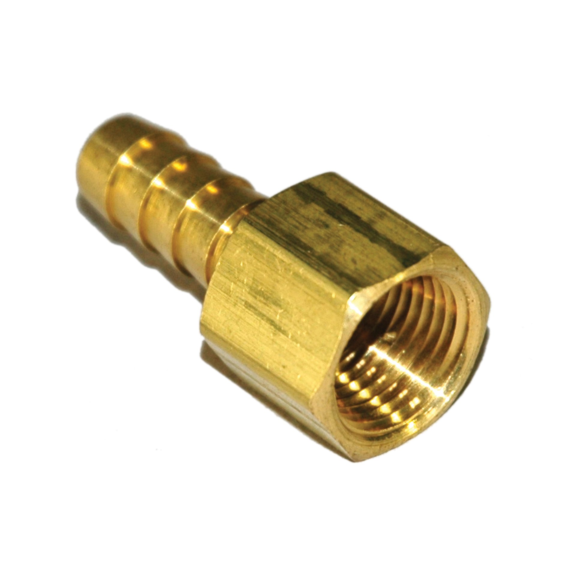 Hose Barb, 3/8" Inside Diameter Hose, 3/8" Female NPT, Straight, Brass - Image 1