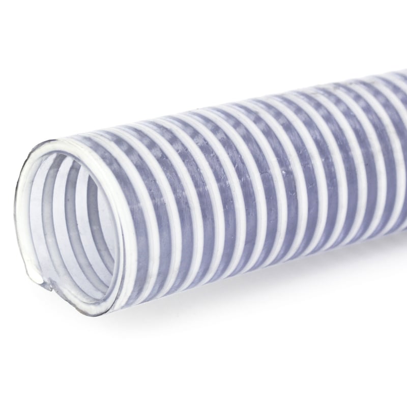 Loader Hose, 2″ ID, Smooth Cover, Clear Wall, White Helix Reinforced PVC & Seamless Smooth Bore
