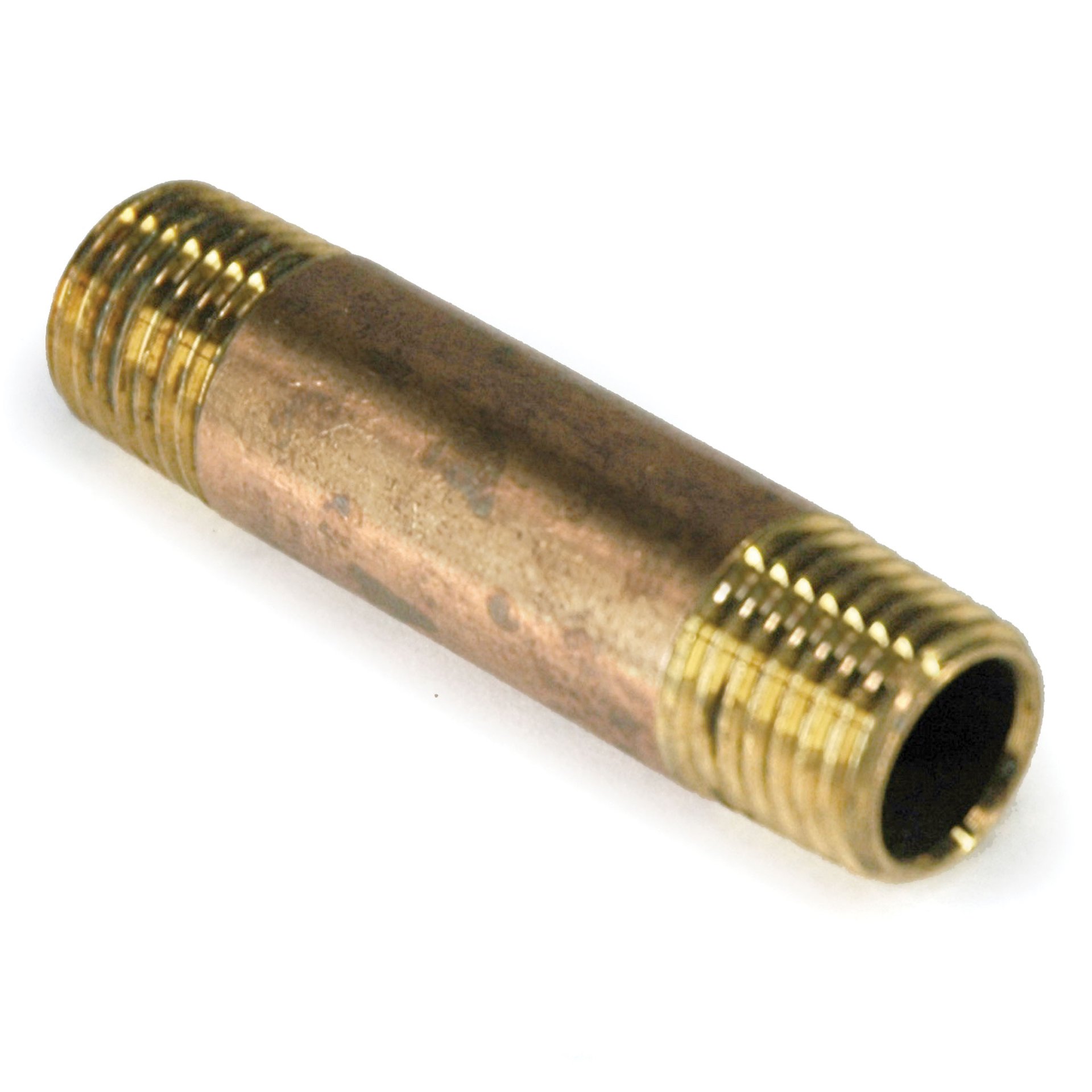 Pipe Nipple, 1/4" NPT, 2" Length, Brass - Image 1