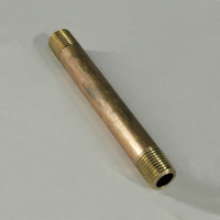 Pipe Nipple, 1/4" NPT, 4" Length, Brass