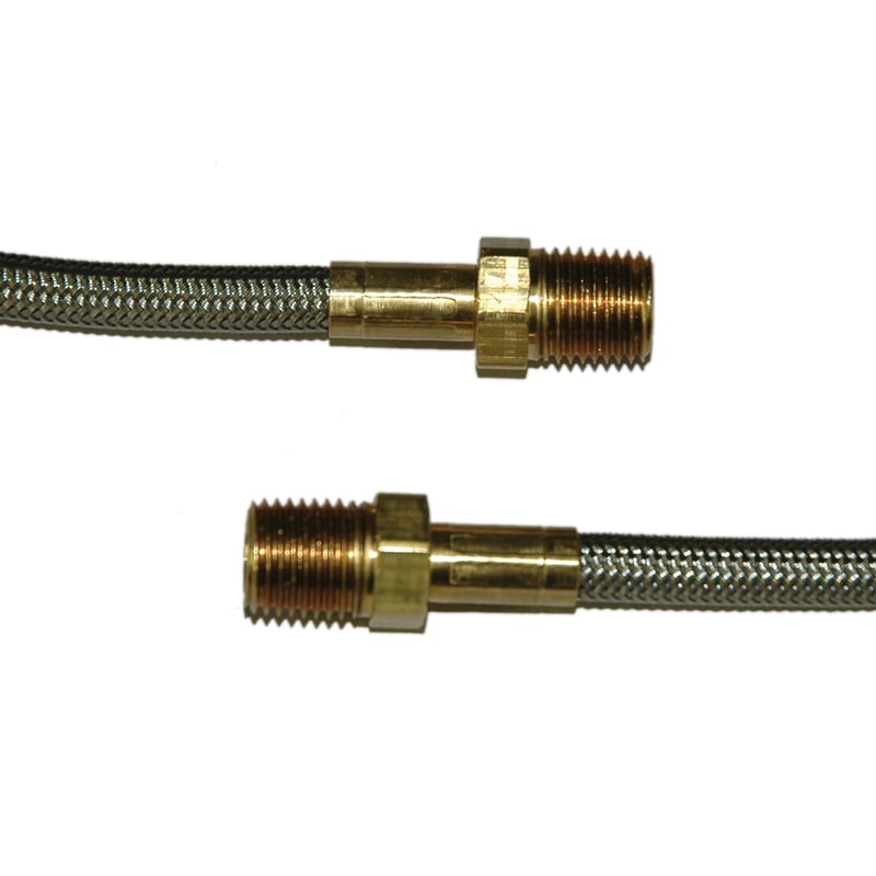 Hose, High Heat Resistant, PTFE, 8′ Long, Swaged 1/4″ Male NPT Fittings on Both Ends