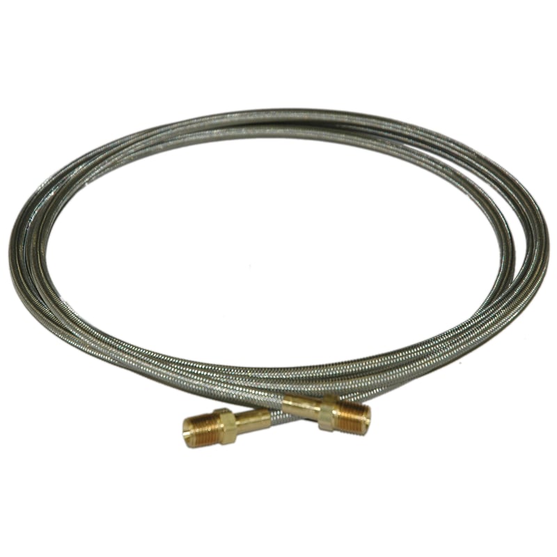 Hose, High Heat Resistant, PTFE, 8' Long, Swaged 1/4" Male NPT Fittings on Both Ends