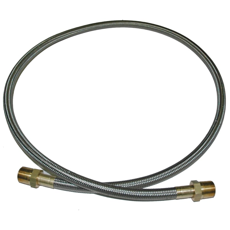 Hose, High Heat Resistant, PTFE, 4' Long, Swaged 1/2" Male NPT Fittings on Both Ends