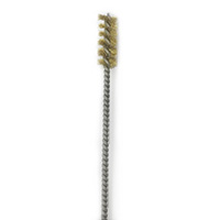Brass Bristle, Power Driven (Single Spiral) Tube Brush, 3/8" Brush Diameter, 12" Length