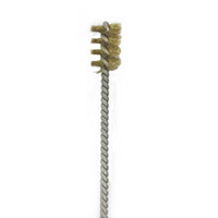 Brass Bristle, Power Driven (Single Spiral) Tube Brush, 1/4" Brush Diameter, 12" Length