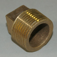 Plug, Square Head, Cored, 1" NPT, Bronze - Image 1
