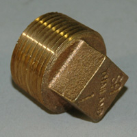 Plug, Square Head, Cored, 1" NPT, Bronze - Image 2