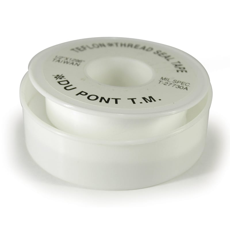 PTFE Tape, 1/2" Wide, 108 ft" Long, Poly