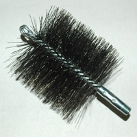 Brush, Heavy Duty Barrel, 4-1/2" OD, High Carbon Steel, Double Stem And Spiral - Image 1