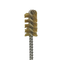 Brass Bristle, Power Driven (Single Spiral) Tube Brush, 3/4" Brush Diameter, 12" Length.