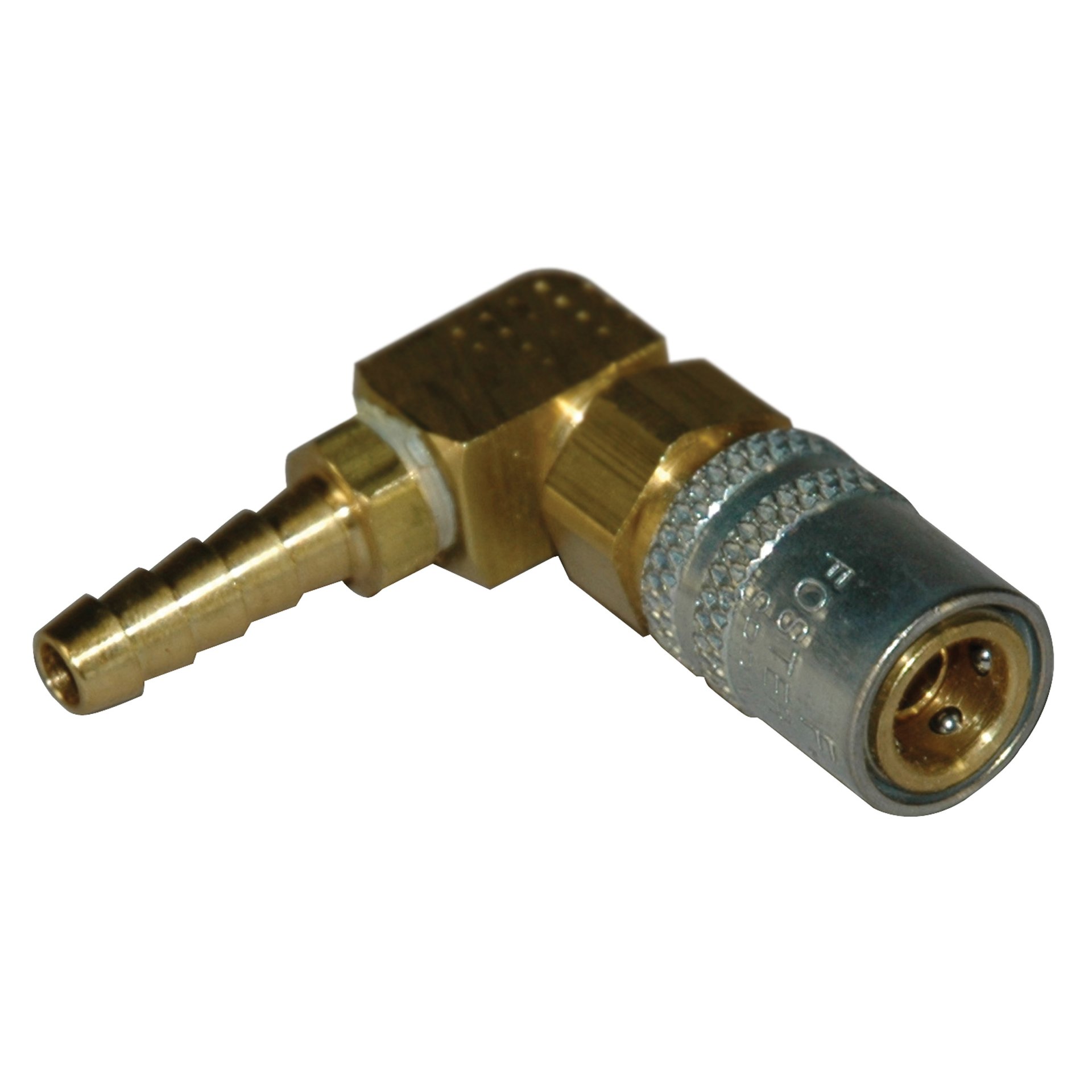 Coupler, 1/4" Passage, 90 Degree, 1/4" Inside Diameter Hose, Valved, 214V Series. - Image 1