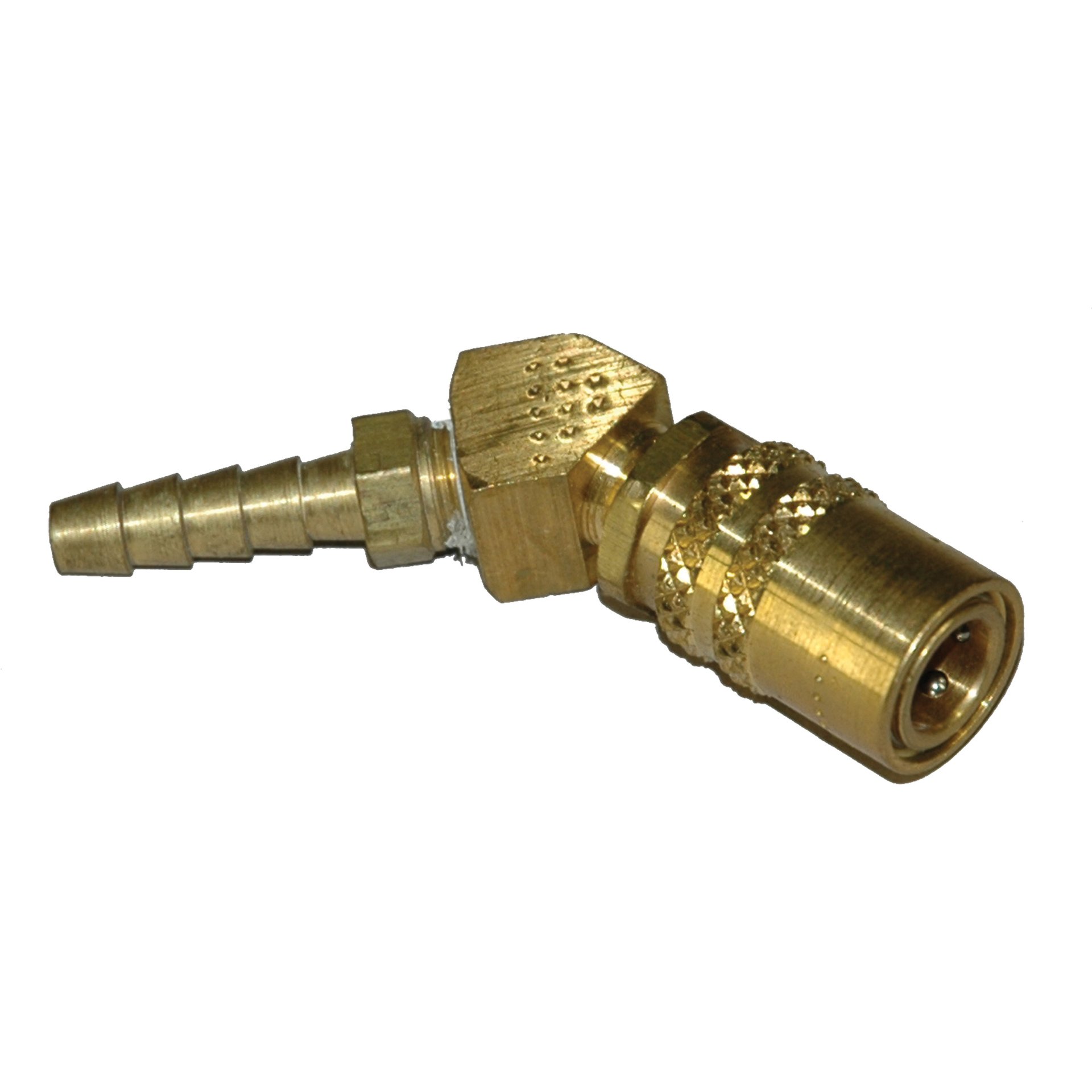 Coupler, Water, 1/4" Passage, 45 Degree, 1/4" ID hose, 224 Series. - Image 1