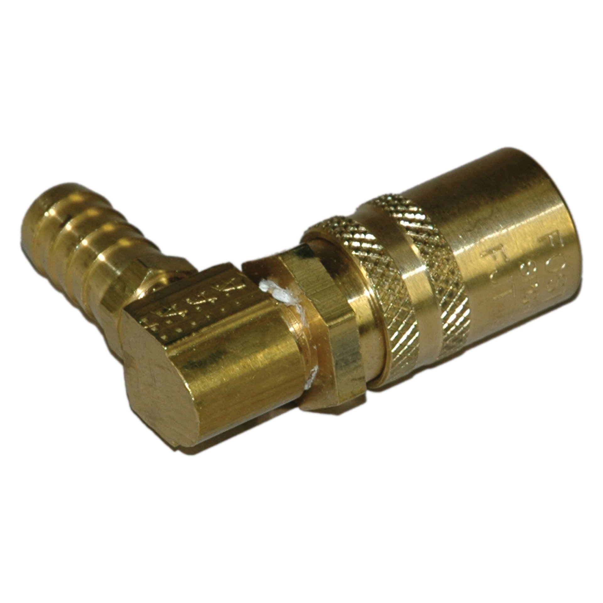 Coupler, 3/8" Passage, 90 Degree, 1/2" ID hose Barb, 318 Series. - Image 2
