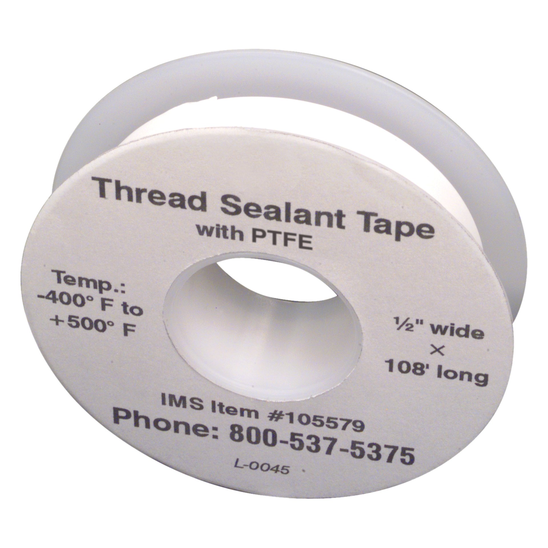 Pipe Thread Tape, 3.5Mils, 1/2" Wide, 36 yds - Image 1