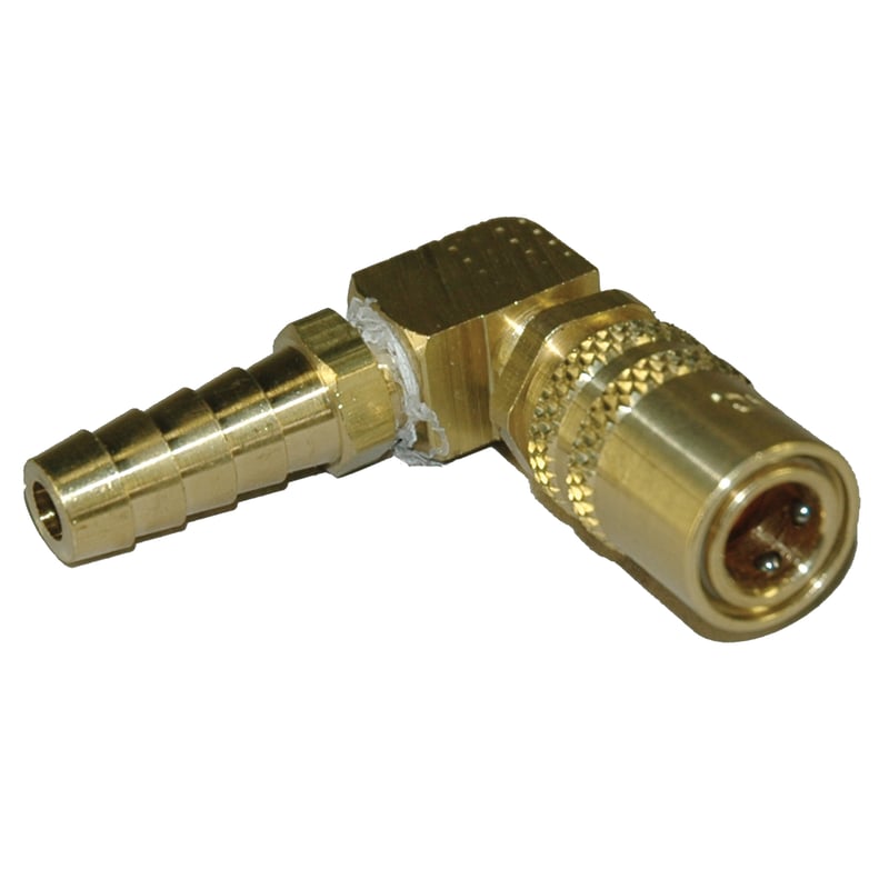 Coupler, Water, 1/4" Passage, 90 Degree, 3/8" Inside Diameter Hose, 216 Series.