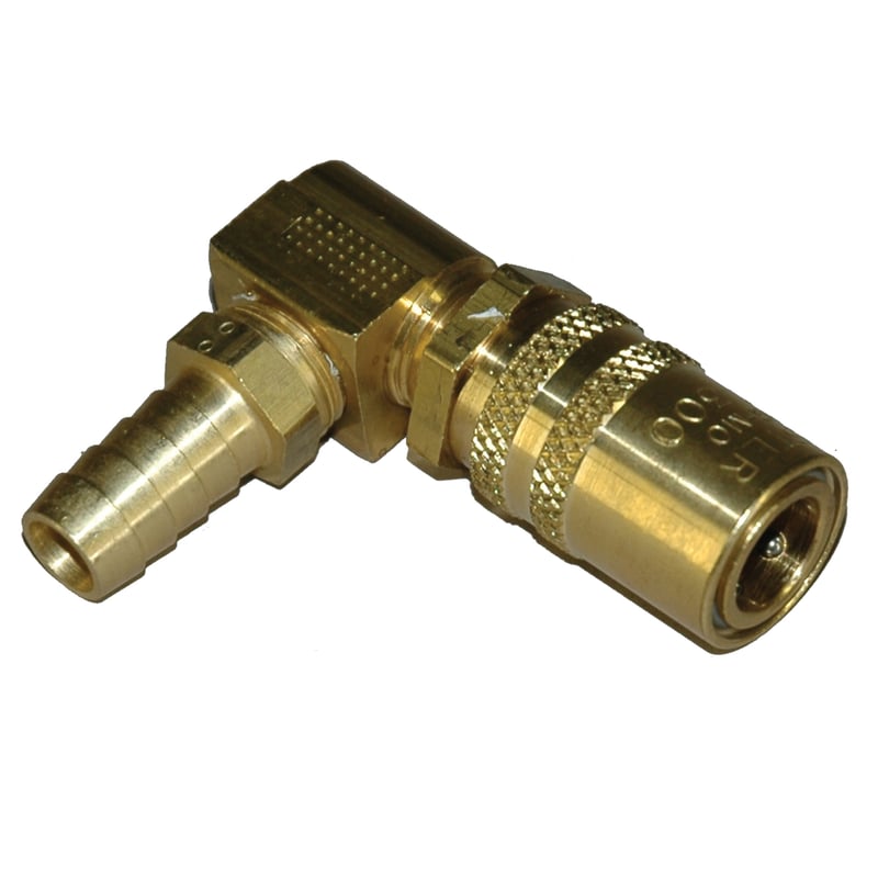 Coupler, 3/8″ High Flow Passage, 90 Degree, 1/2″ ID Hose, 318Hf Series.