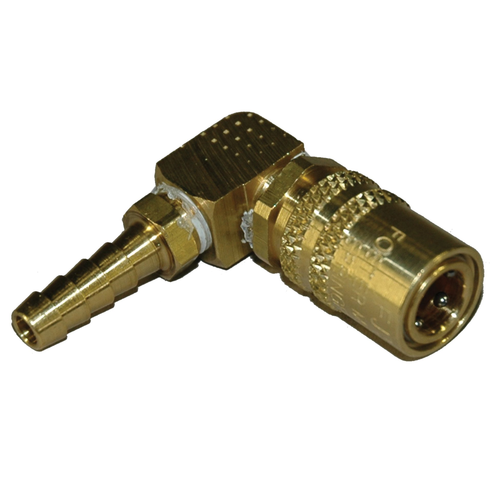 Coupler, Water, 1/4" Passage, 90 Degree, 1/4" Inside Diameter Hose, 214 Series. - Image 1