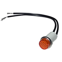 Indicator Light, Amber, 250 V, 1/2 Watt, 6″ Leads (22 Awg), Push-Type Light