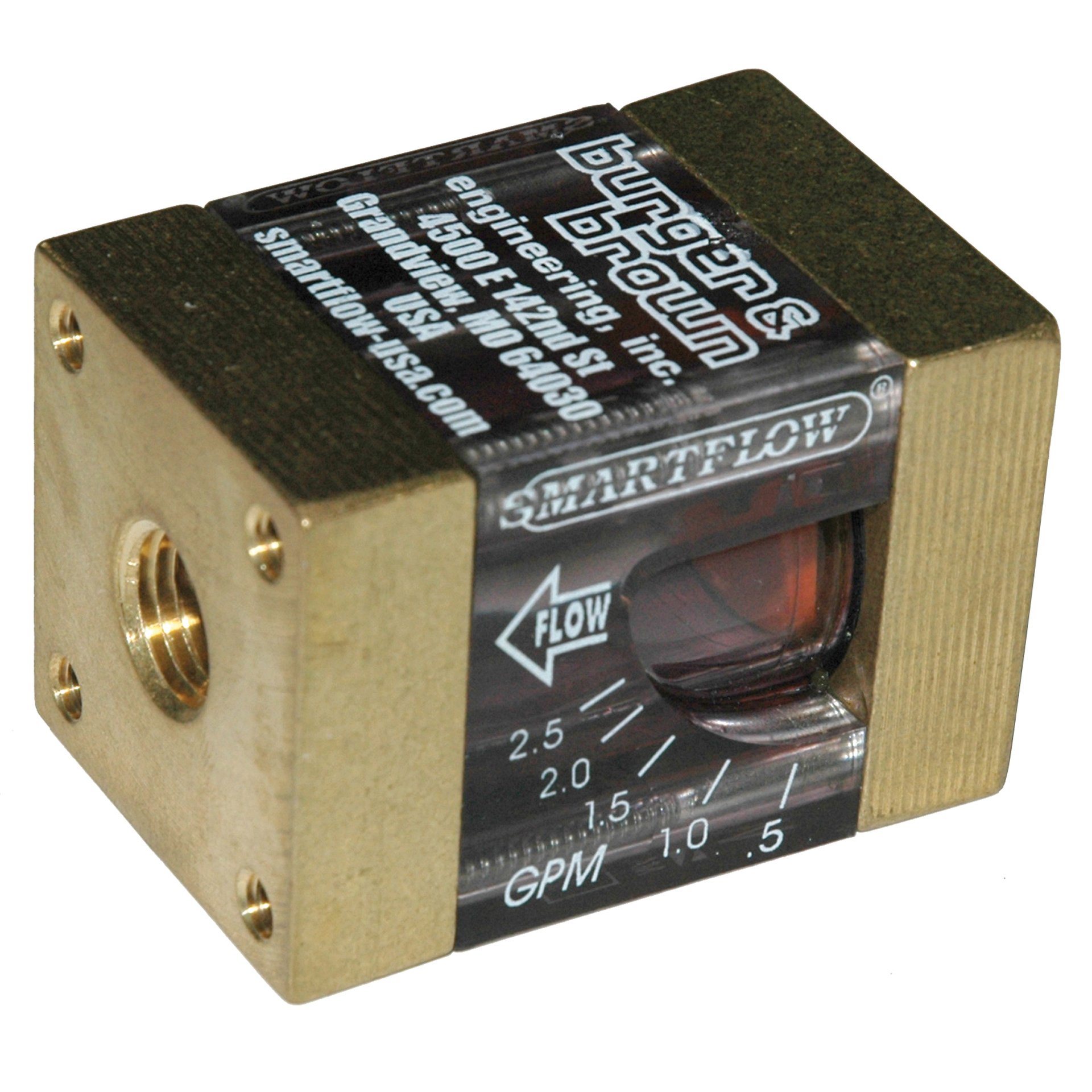 Flowmeter, 1/4" NPT Inlet and Outlet, 2.5 gpm, Brass End Caps - Image 2