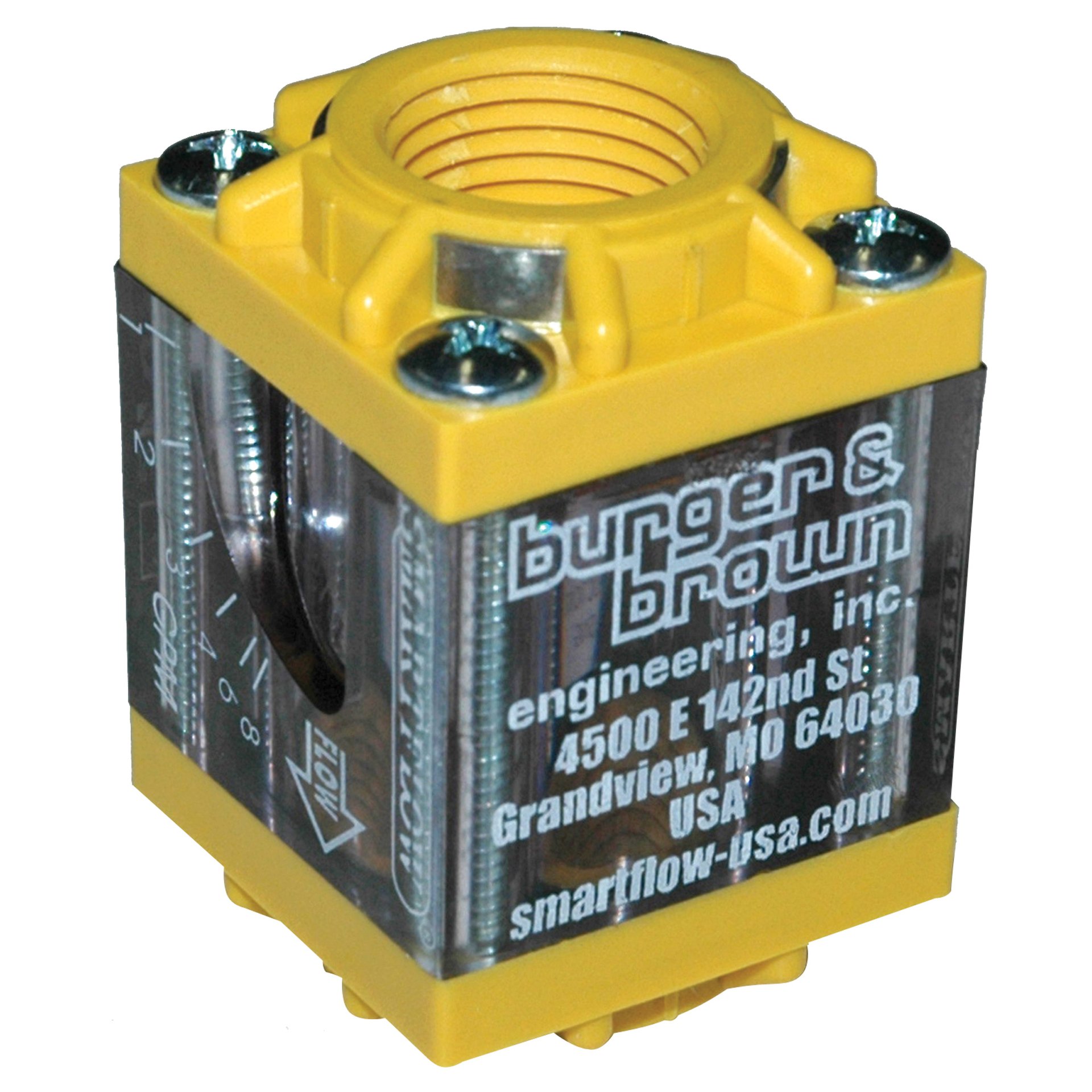 Flowmeter, 1/2" NPT Inlet and Outlet, 8.0 gpm, Nylon End Caps - Image 1