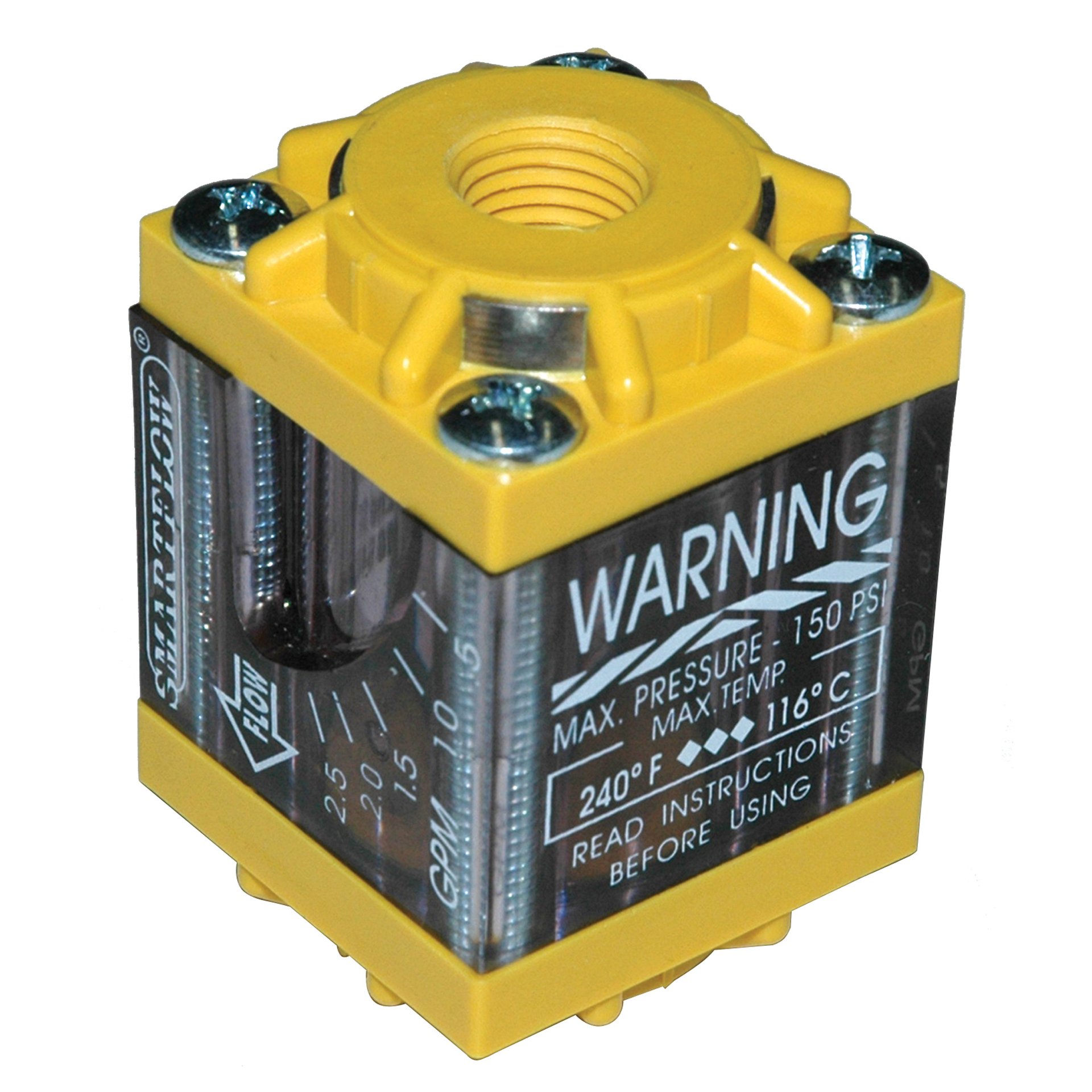 Flowmeter, 1/4" NPT Inlet and Outlet, 2.5 gpm, Nylon End Caps - Image 1