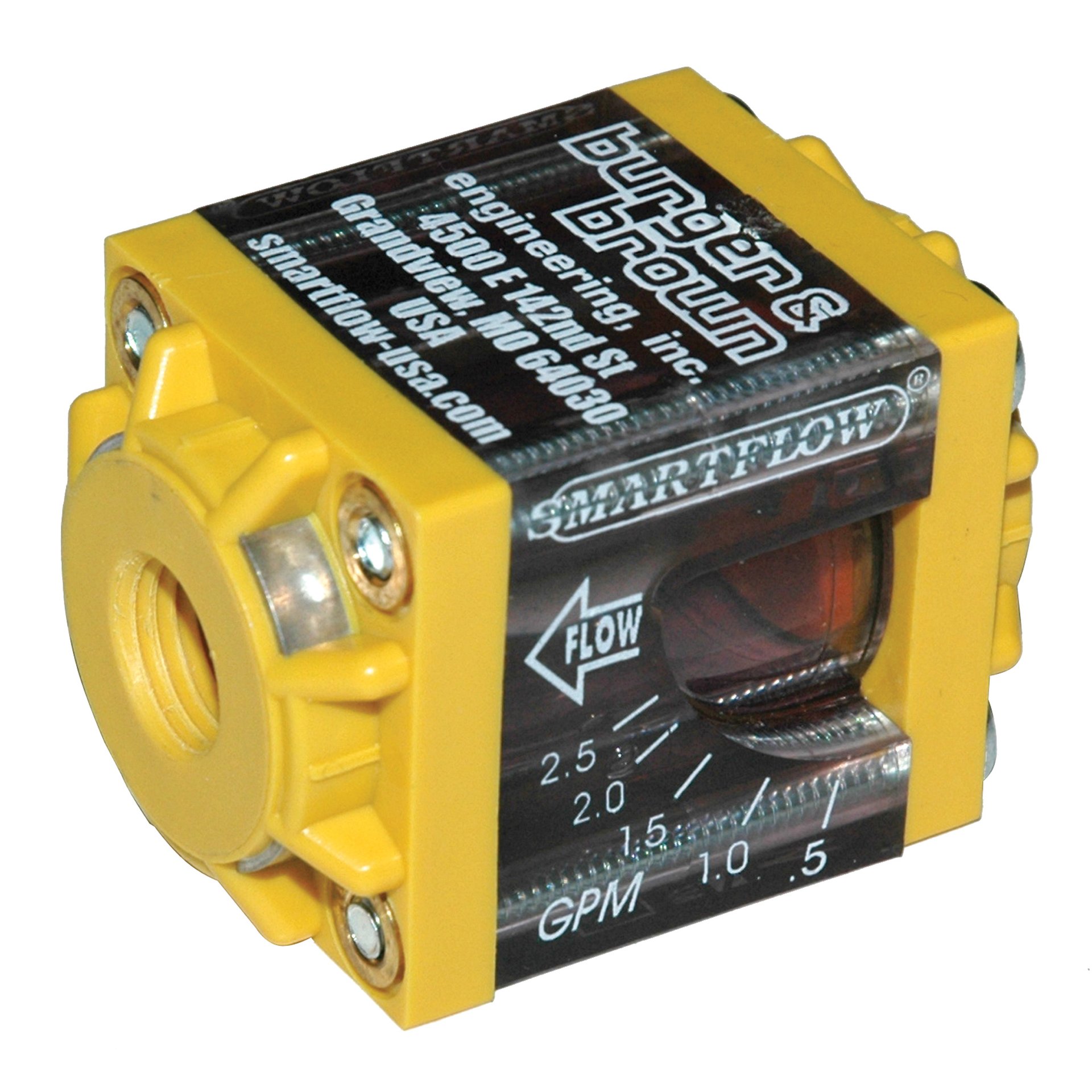 Flowmeter, 1/4" NPT Inlet and Outlet, 2.5 gpm, Nylon End Caps - Image 2