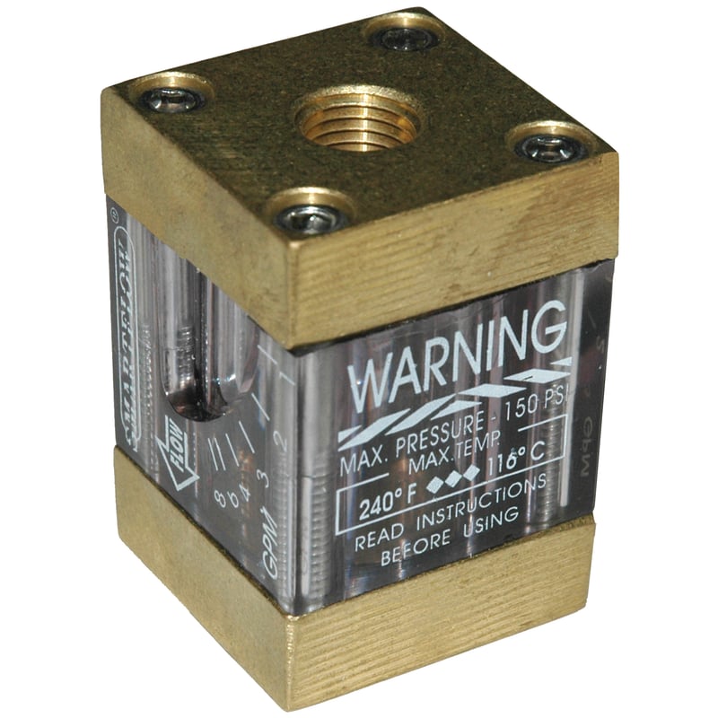 Flowmeter, 1/4″ NPT Inlet and Outlet, 8.0 gpm, Brass End Caps