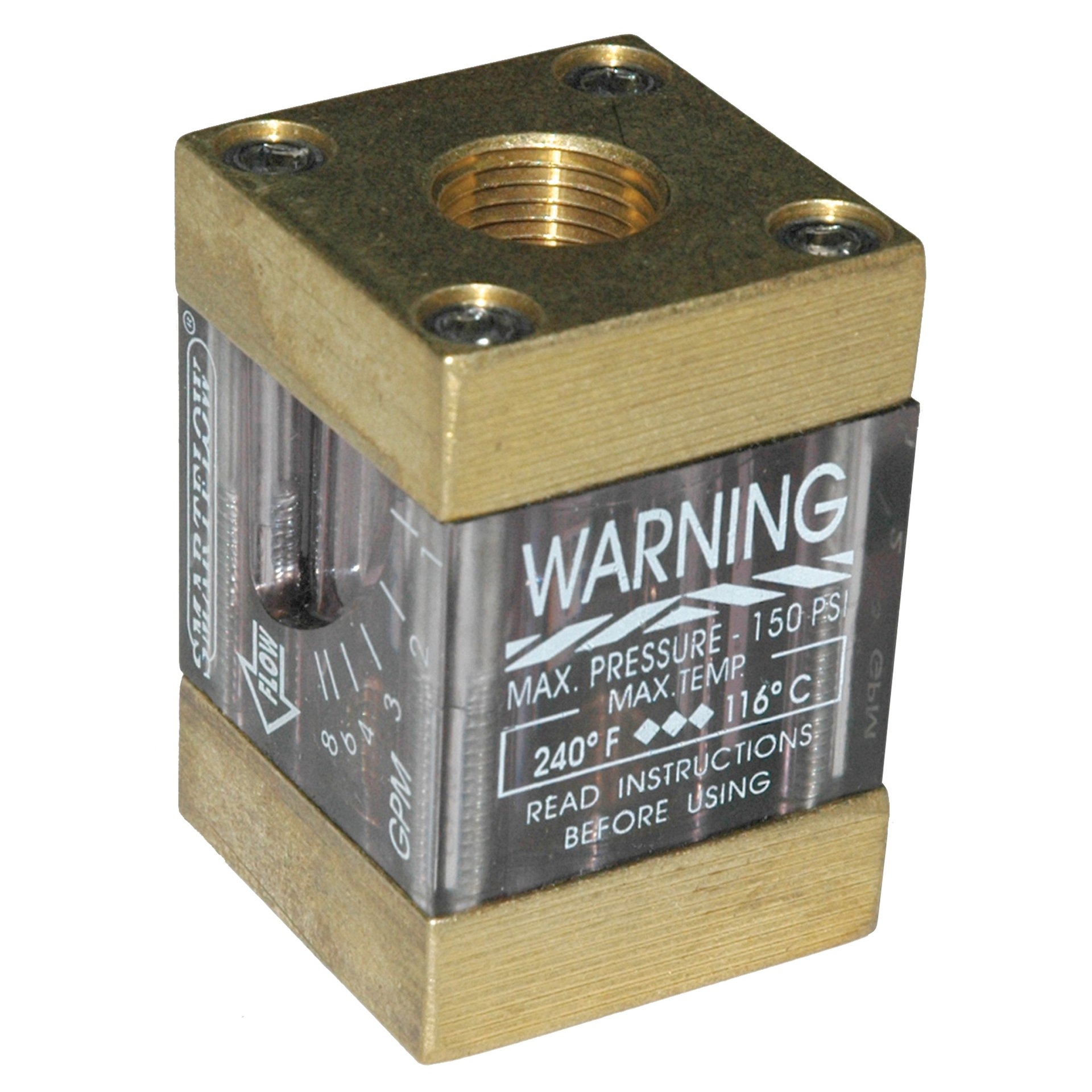 Flowmeter, 3/8" NPT Inlet and Outlet, 8.0 gpm, Brass End Caps - Image 1