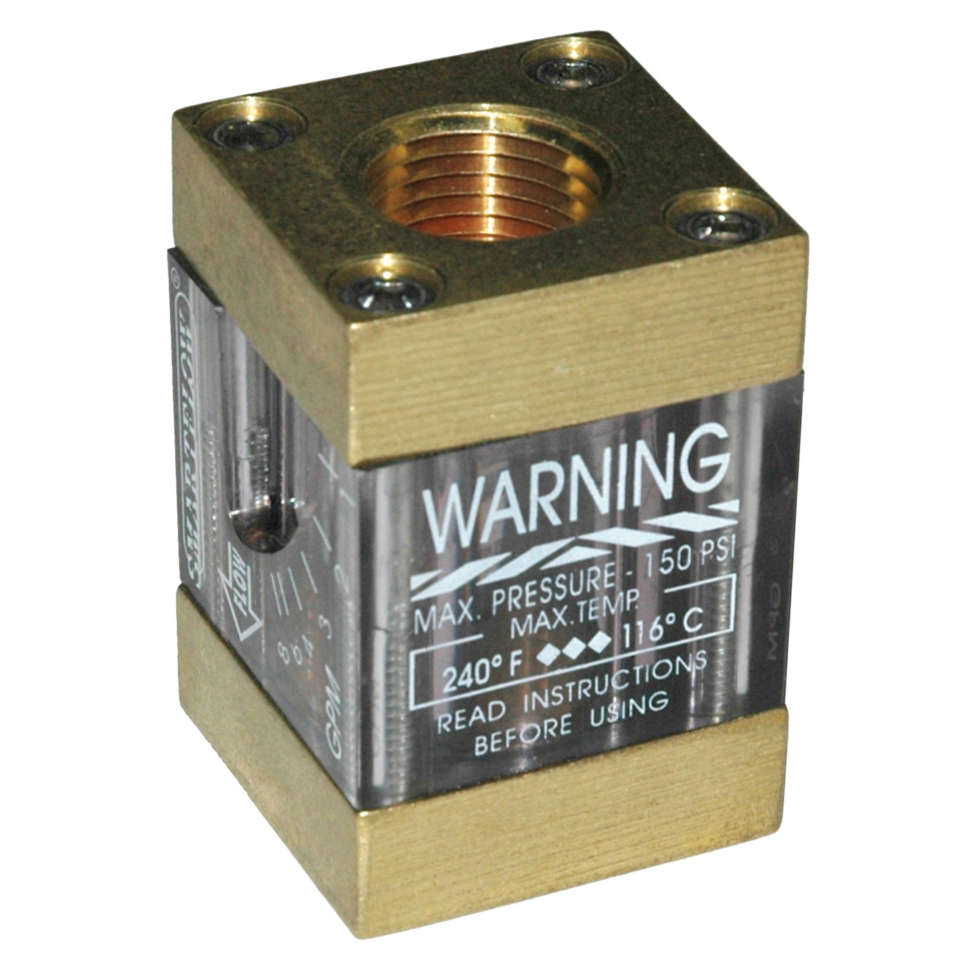 Flowmeter, 1/2" NPT Inlet and Outlet, 8.0 gpm, Brass End Caps - Image 1