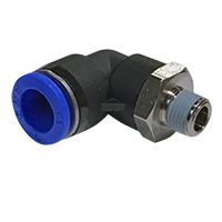 Push to Connect Tube Fitting, Elbow, Male Swivel, 10mm OD Tube, 1/8" BSPP - Image 1