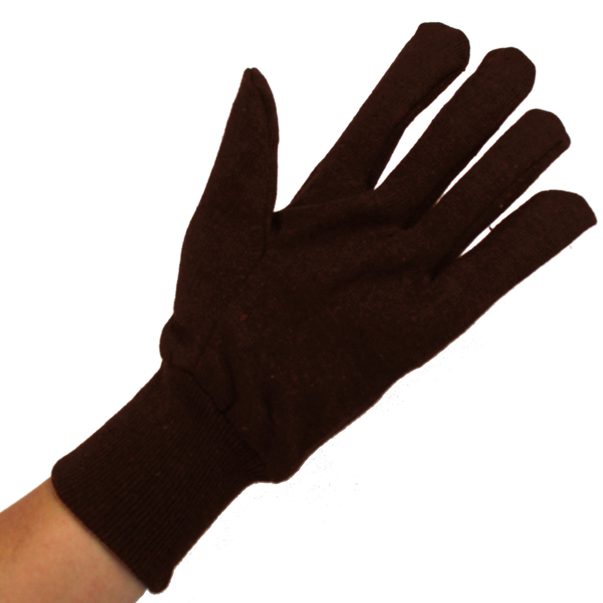 Gloves, Safety, Brown Jersey, One Dozen Pairs - Image 1