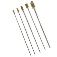 Brass Bristle, Power Driven (Single Spiral) Tube Brush Kit. Includes 5 Brushes, One of Each Size - Image 1