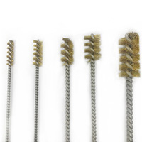 Brass Bristle, Power Driven (Single Spiral) Tube Brush Kit. Includes 5 Brushes, One of Each Size