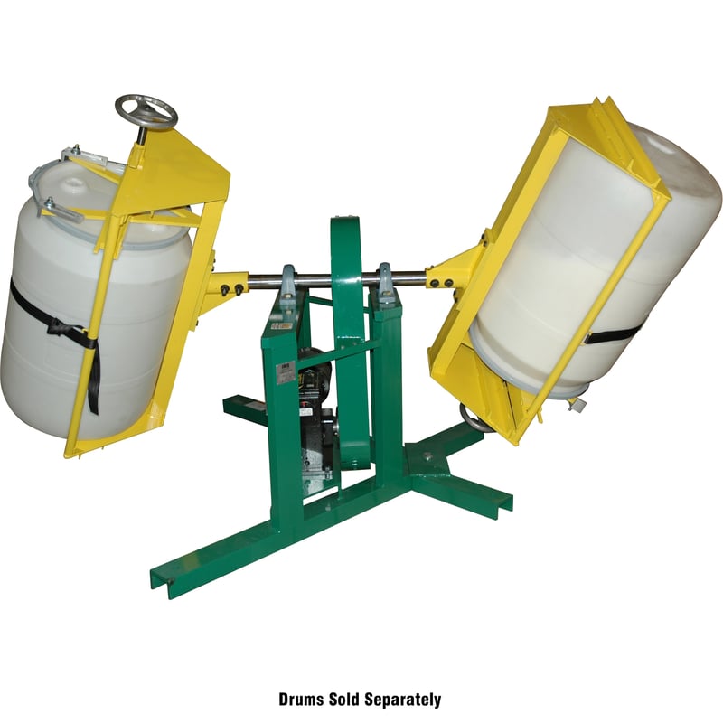 Corner Tumbler, IMS Model TBD15, 1-1/2 hp Belt Drive, with Two Style 1 Drum Holder 30 Gallon Drums