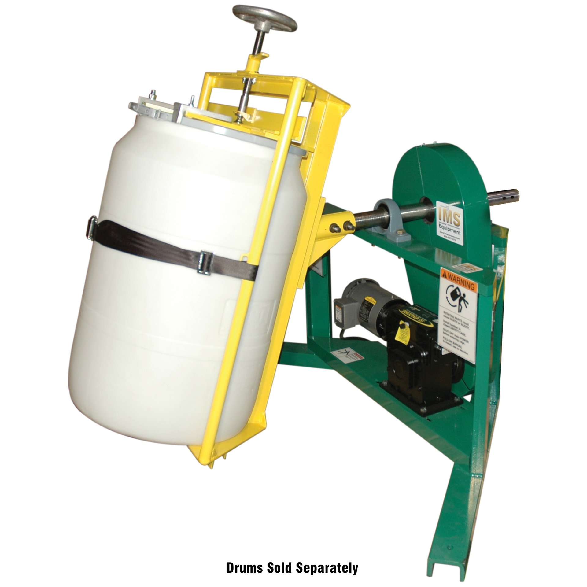 Corner Tumbler, IMS Model TBD15, 1-1/2 hp Belt Drive, with One Style 2 Drum Holder 55 Gallon Drums - Image 1
