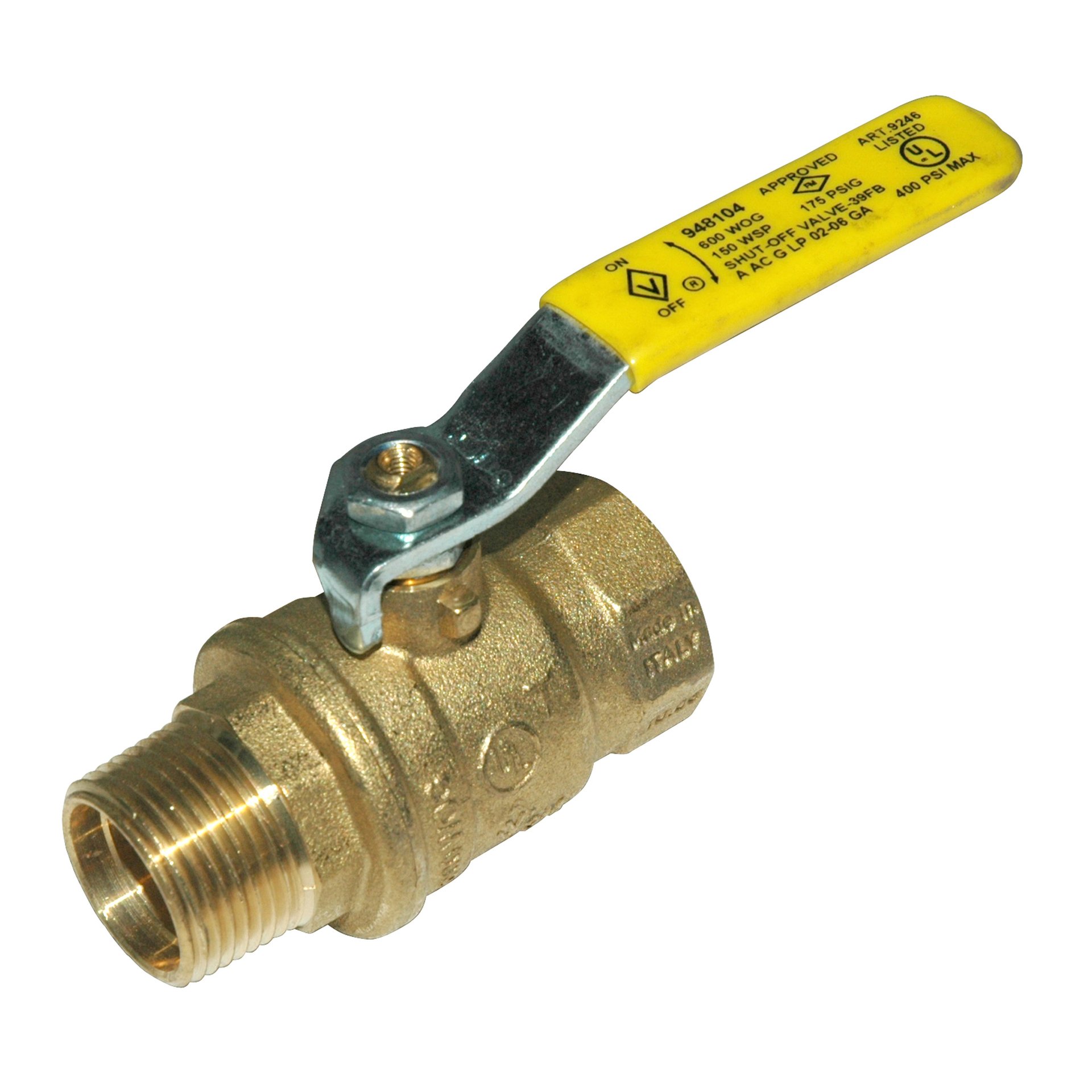 Ball Valve, 3/4" Male x 3/4" Female NPT Full Port, Brass - Image 1