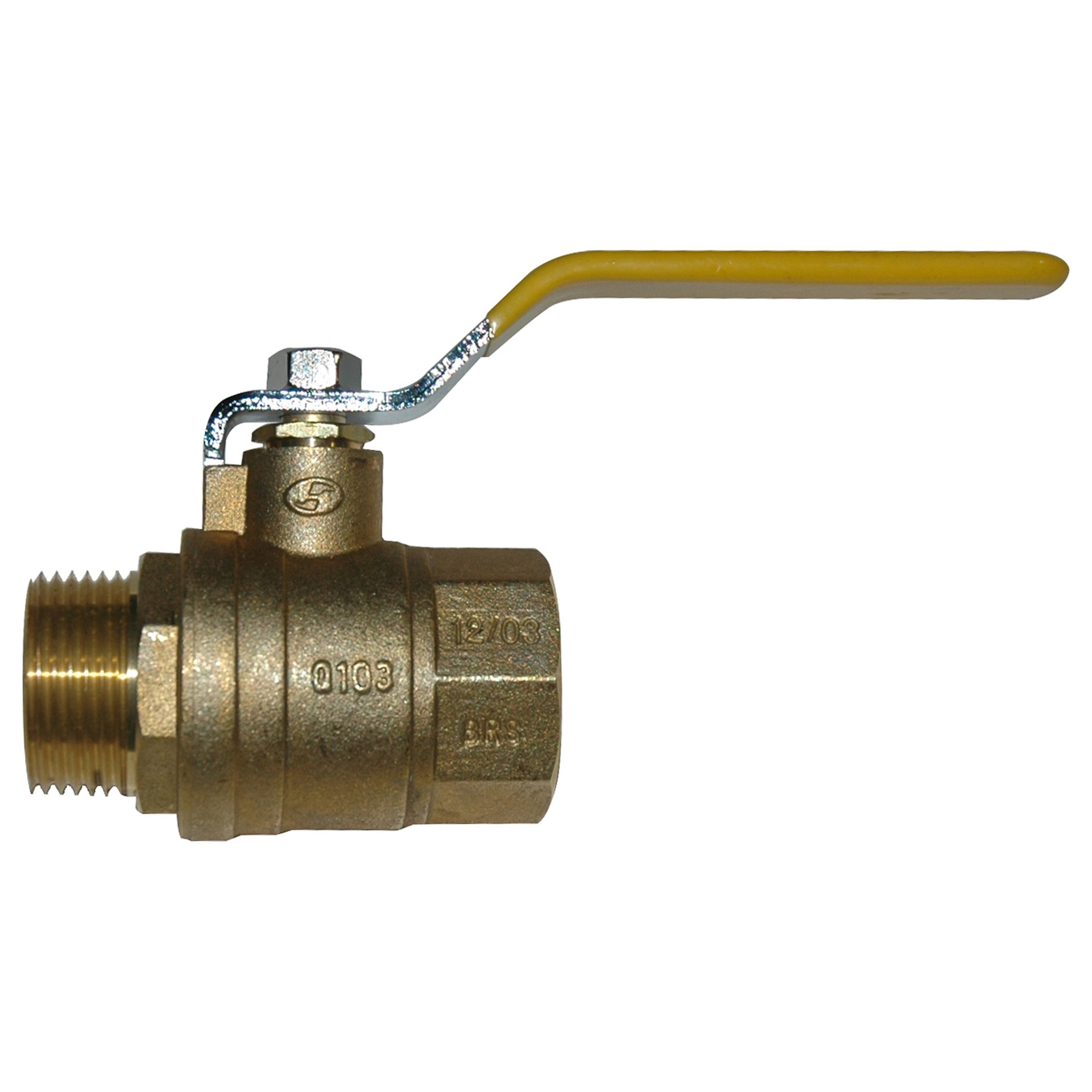 Ball Valve, 1" Male x 1" Female NPT Full Port, Brass - Image 1