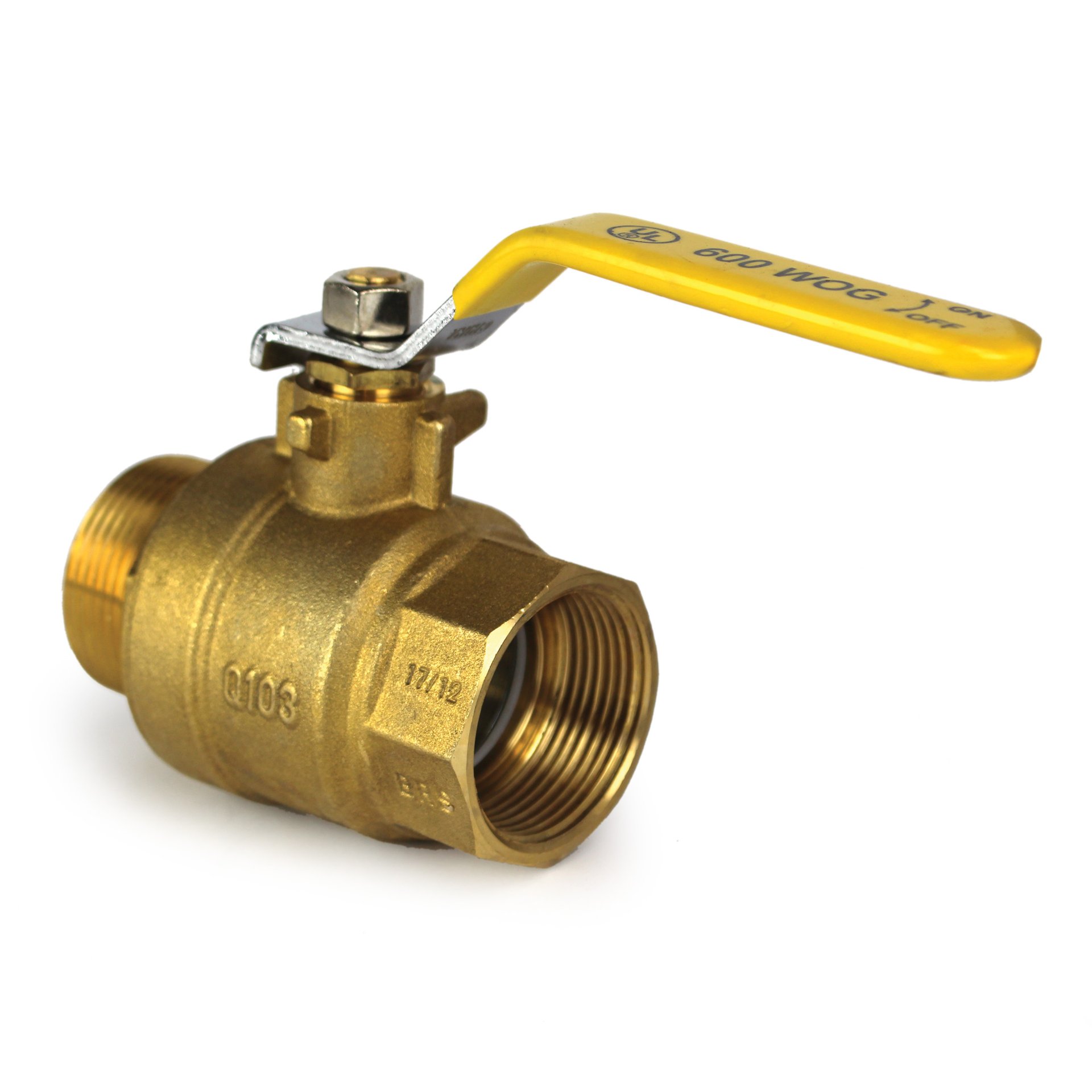 Ball Valve, 1-1/4" Male x 1-1/4" Female NPT Full Port, Brass - Image 2