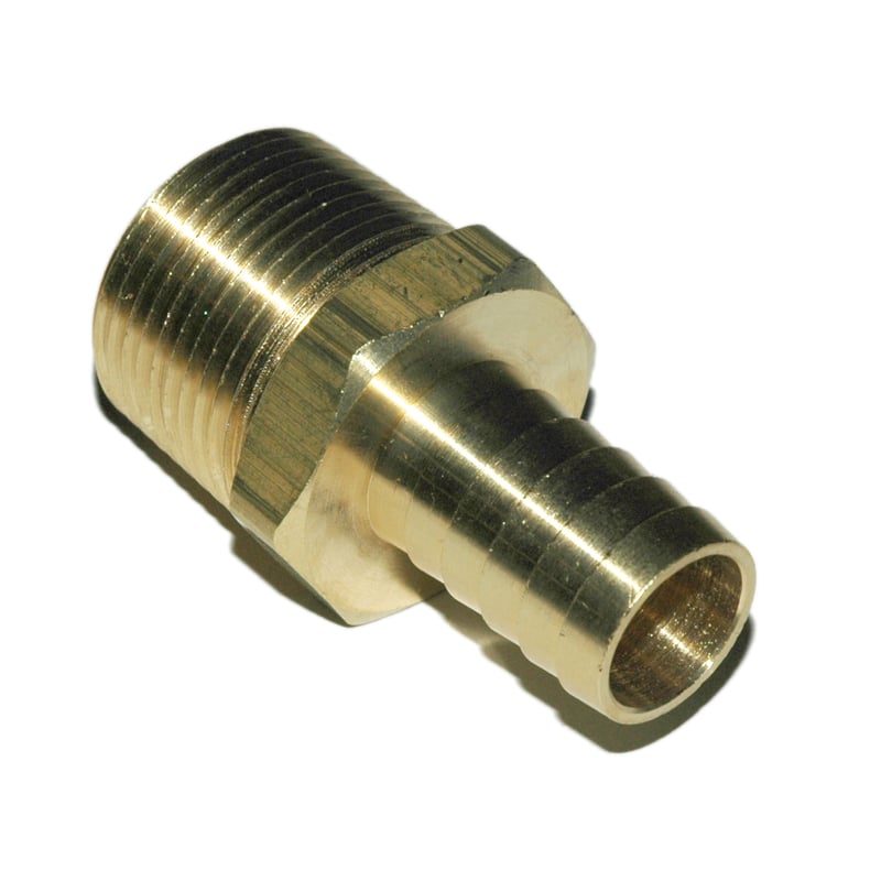 Hose Barb, 3/4″ Inside Diameter Hose, 1″ Male NPT, Straight, Brass.
