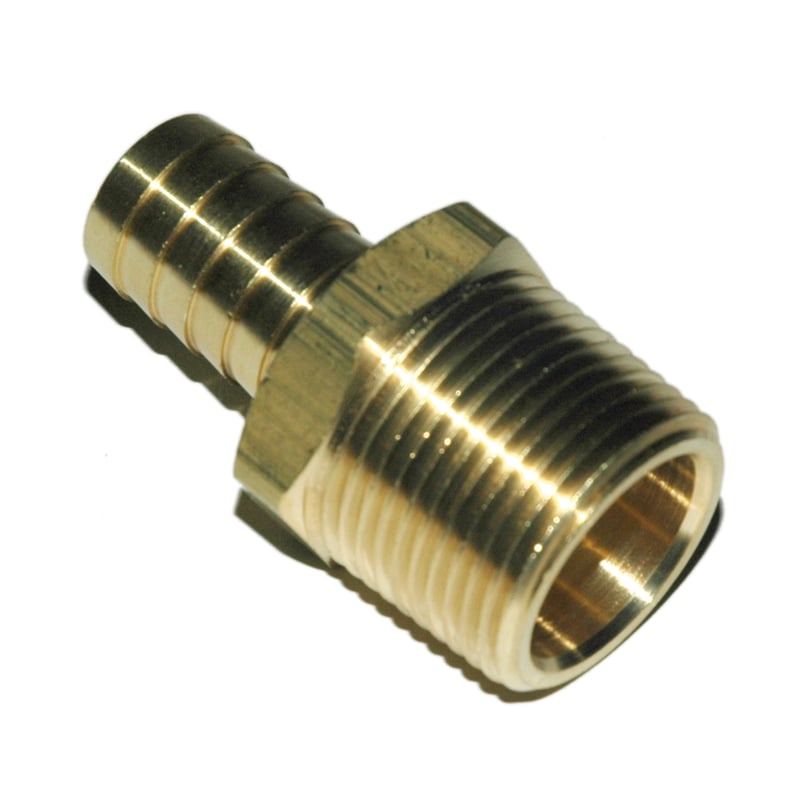 Hose Barb, 3/4" Inside Diameter Hose, 1" Male NPT, Straight, Brass.